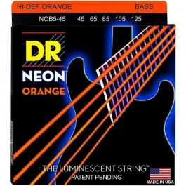 DR NOB5-45 Hi-Def Neon Orange K3 Coated Medium Bass 5 Strings 45/125