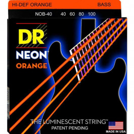 DR NOB-40 Hi-Def Neon Orange K3 Coated Light Bass Guitar 4 Strings 40/100