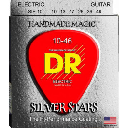 DR SIE-10 Silver Stars Medium Coated Electric Guitar Strings 10/46