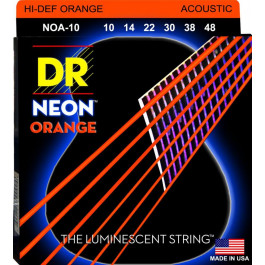 DR Струны для акустической гитары  NOA-10 Hi-Def Neon Orange K3 Coated Extra Light Acoustic Guitar Stri
