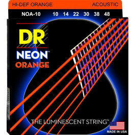   DR Струны для акустической гитары  NOA-10 Hi-Def Neon Orange K3 Coated Extra Light Acoustic Guitar Stri