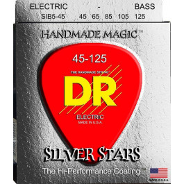   DR Струны для бас-гитары SIB5-45 Silver Stars Coated Electric Bass Strings Med 45/125