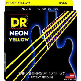 DR NYB-40 Hi-Def Neon Yellow K3 Coated Light Bass Guitar 4 Strings 40/100
