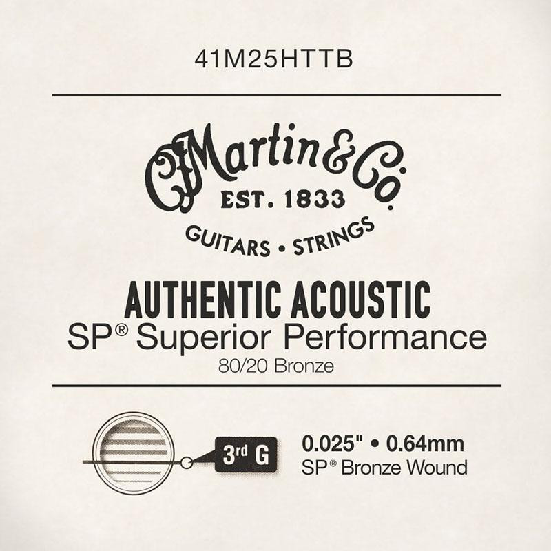Martin Струна 41M25HTTB Authentic Acoustic 80/20 Bronze String .025 - зображення 1