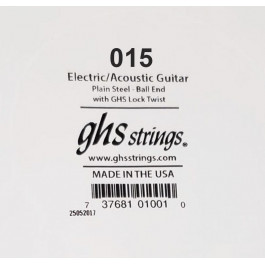 GHS Strings Струна GHS 015 Plain Steel Ball End Single Guitar String .015