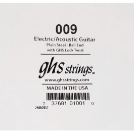GHS Strings Струна GHS 009 Plain Steel Ball End Single Guitar String .009