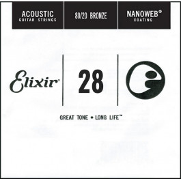 Elixir Струна 15128 Nanoweb 80/20 Bronze Acoustic .028