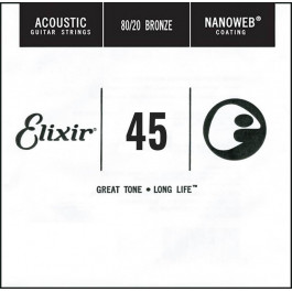 Elixir Струна 15145 Nanoweb 80/20 Bronze Acoustic .045