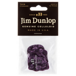 Dunlop Медиаторы  483P13TH Genuine Celluloid Purple Pearloid Thin Player's Pack (12 шт.)