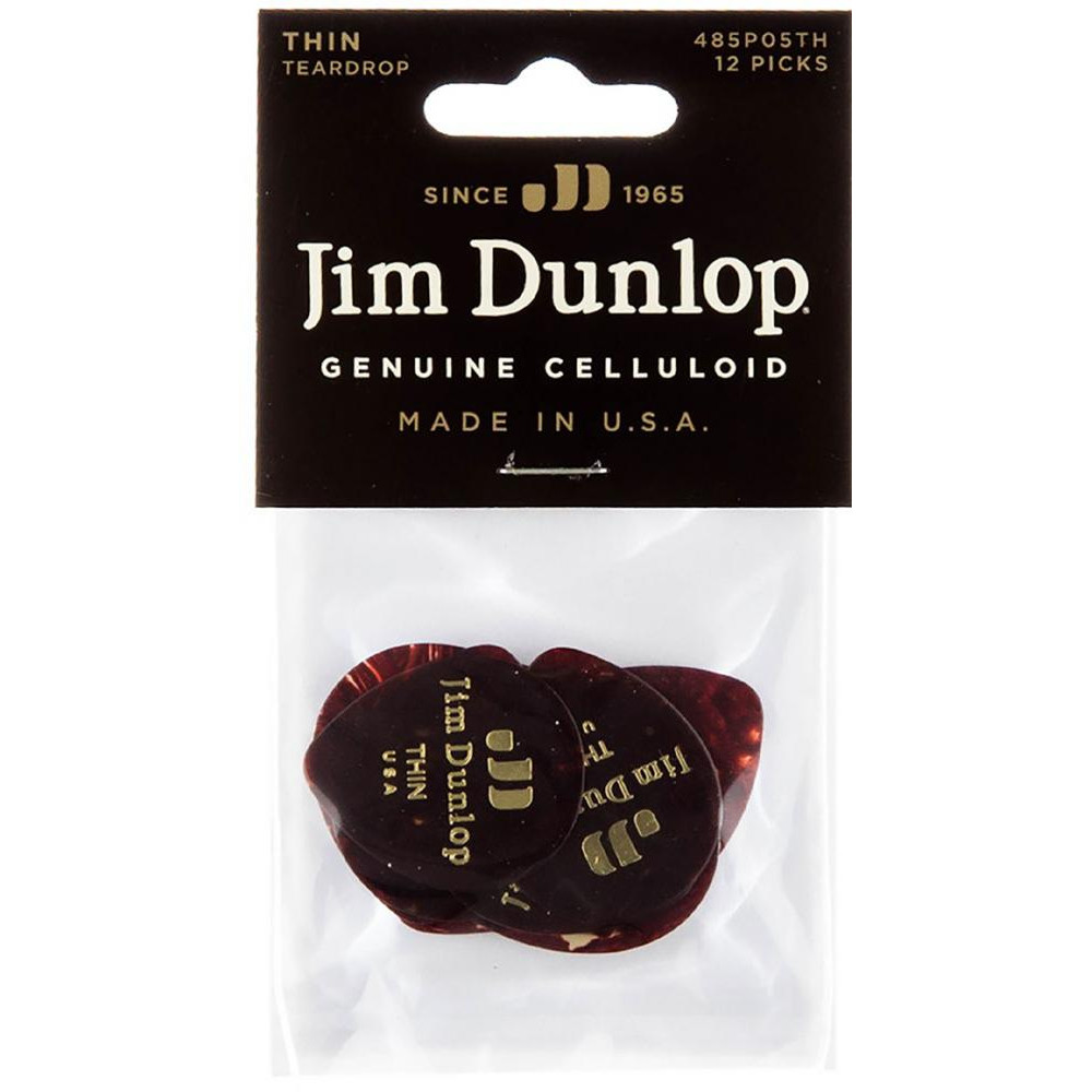 Dunlop Медиаторы  485P05TH Genuine Celluloid Teardrop Shell Thin Player's Pack (12 шт.) - зображення 1