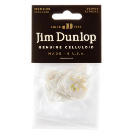 Dunlop Медиаторы  483P04MD Genuine Celluloid White Pearloid Medium Player's Pack (12 шт.)