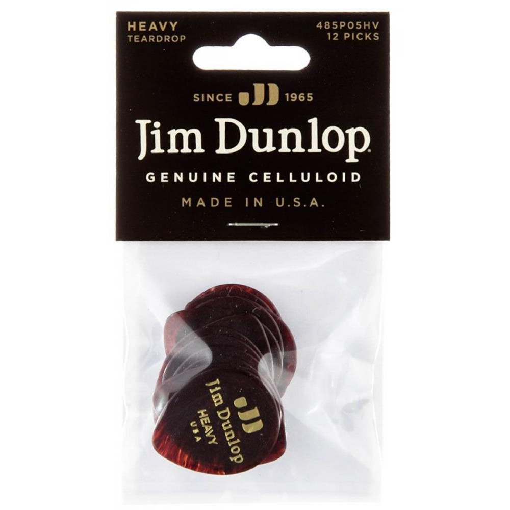 Dunlop Медиаторы 485P05HV Genuine Celluloid Teardrop Shell Heavy Player's Pack (12 шт.) - зображення 1