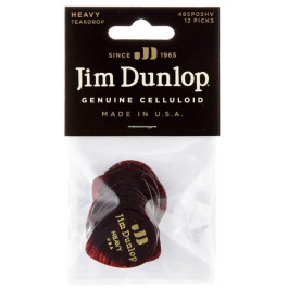 Dunlop Медиаторы 485P05HV Genuine Celluloid Teardrop Shell Heavy Player's Pack (12 шт.)