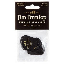 Dunlop Медиаторы 483P03MD Genuine Celluloid Black Medium Player's Pack (12 шт.)