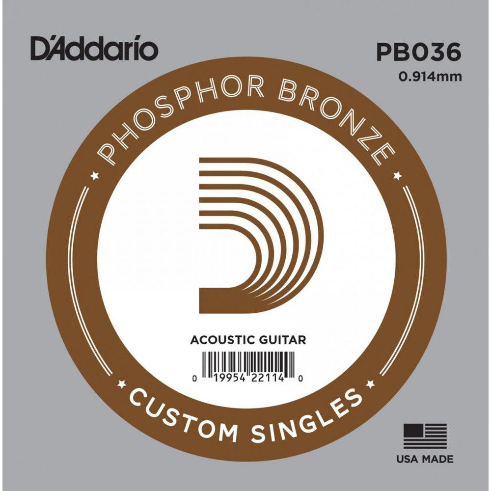 D'Addario Струна PB036 Phosphor Bronze .036 - зображення 1