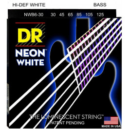DR NWB6-30 Hi-Def Neon White K3 Coated Medium Bass Guitar 6 Strings 30/125