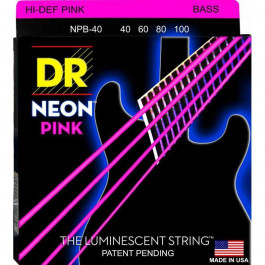 DR NPB-40 Hi-Def Neon Pink K3 Coated Light Bass Guitar 4 Strings 40/100
