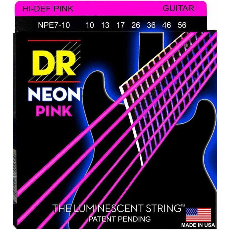 DR NPE7-10 Hi-Def Neon Pink K3 Coated Medium 7-String Electric Guitar 10/56 - зображення 1