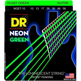 DR Струны для электрогитары  NGE7-10 Hi-Def Neon Green K3 Coated Medium 7-String Electric Guitar 10/56