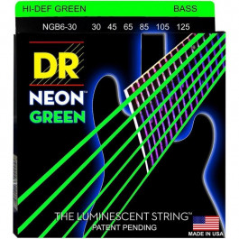 DR Струны для бас-гитары  NGB6-30 Hi-Def Neon Green K3 Coated Medium Bass Guitar 6 strings 30/125