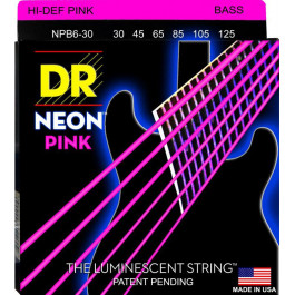 DR NPB6-30 Hi-Def Neon Pink K3 Coated Medium Bass 6 Strings 30/125