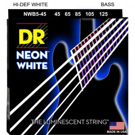 DR NWB5-45 HI-DEF NEON White K3 Coated Medium Bass 5 Strings 45/125