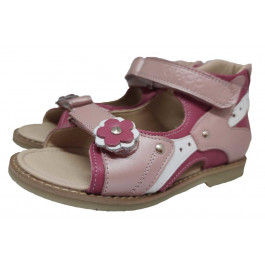 Ortop Ортопедические сандалии для девочки, с супинатором  002-1Pink(кожа), цвет розовый с белым, размер 28