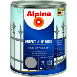 Alpina Direkt auf Rost 3 в 1 RAL8011 орехово-коричневый глянец 0.75 л