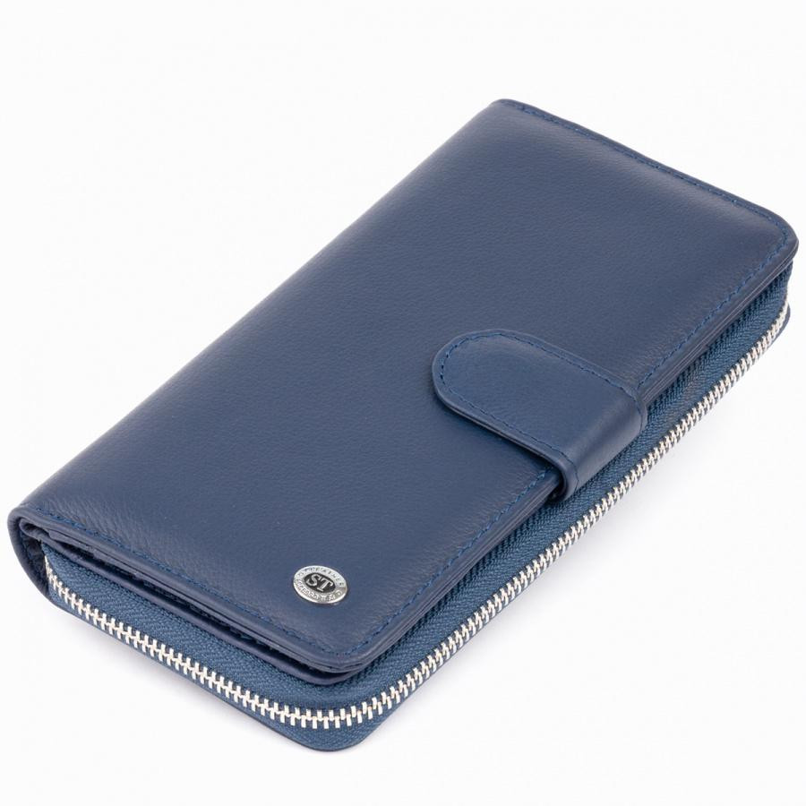 ST Leather Вертикальний місткий гаманець зі шкіри унісекс  19301 Синій - зображення 1