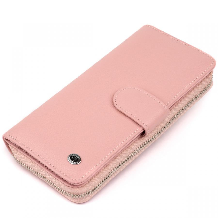 ST Leather Вертикальний місткий гаманець зі шкіри жіночий  19303 Рожевий - зображення 1