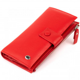 ST Leather Оригінальний гаманець шкіряний жіночий на хлястику з кнопкою  19281 Червоний