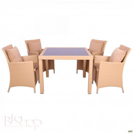 Art Metal Furniture Комплект мебели Samana-4 из ротанга Elit (SC-8849-S2) Sand AM3041 ткань A14203