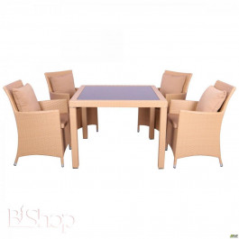   Art Metal Furniture Комплект мебели Samana-4 из ротанга Elit (SC-8849-S2) Sand AM3041 ткань A14203