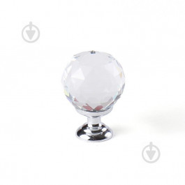 Larvij Мебельная ручка кнопка  кноб на одно отверстие мм L4.knob07TR хром/прозрачный хрусталь (505515272763