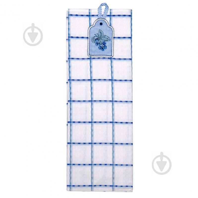 Ярослав Полотенце кухонное с вышивкой Черника 45x75 см белый с синим - зображення 1