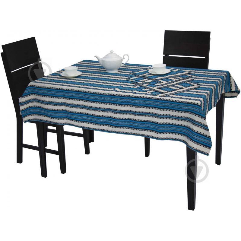 Едельвіка Комплект столовый скатерть 120x150 см и 6 салфеток синий - зображення 1