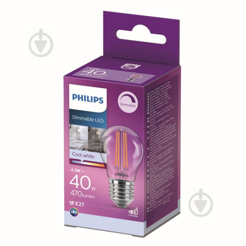Philips LED FIL DIM P45 4,5W E27 4000K (929002430166) - зображення 1