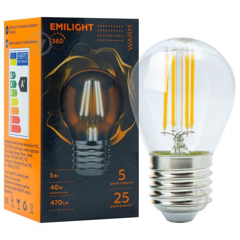 Emilight LED Filament G45-5W-3000K-E27- - зображення 1