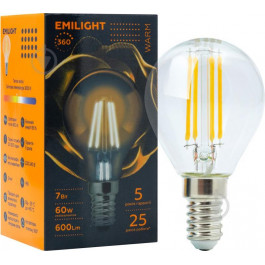   Emilight LED FIL G45 7 Вт E14 3000 К 220 В прозрачная