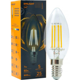 Emilight LED FIL C35 7 Вт E14 3000 К 220 В прозрачная