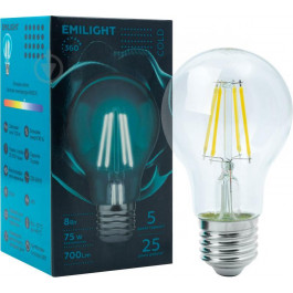 Emilight LED FIL A60 8 Вт E27 4000 К 220 В прозрачная