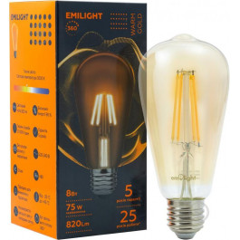   Emilight LED FIL Gold ST64 8 Вт E27 3000 К 220 В прозрачная