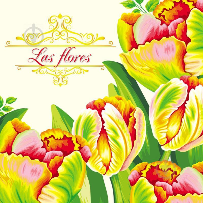 Luxy Салфетки столовые Красочное цветение тюльпанов 33х33 см белые 20 шт. (4820212002373) - зображення 1