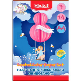 Maxi Набор цветной бумаги пастель А4 14 листов 7 цветов MX21150