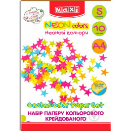 Maxi Набор цветной бумаги неон А4 10 листов 5 цветов MX21152