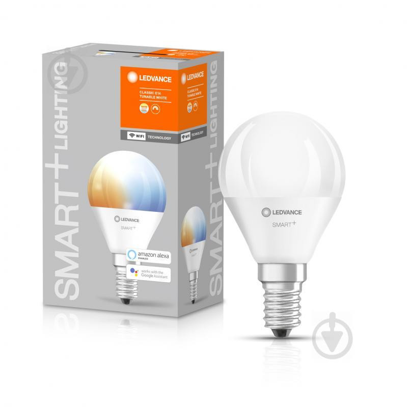 LEDVANCE SMART+ WiFi Mini bulb Tunable White 5W P45 E14 220V 2700-6500K (4058075485617) - зображення 1