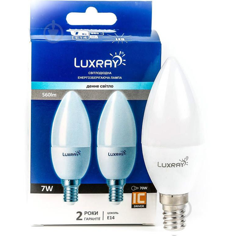 Luxray LED 2 шт/уп. 7W C37 E14 220V 4200K (LXA-442-B35-1407) - зображення 1