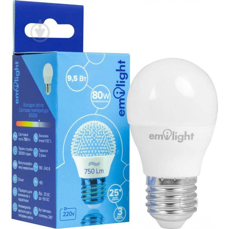 Emilight LED 9,5 Вт G45 матовая E27 220 В 6500 К (6983850557983) - зображення 1