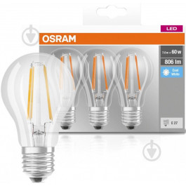 Osram LED FIL 3 шт./уп. A60 7 Вт E27 4000 К 220 В прозрачная (4058075819535)