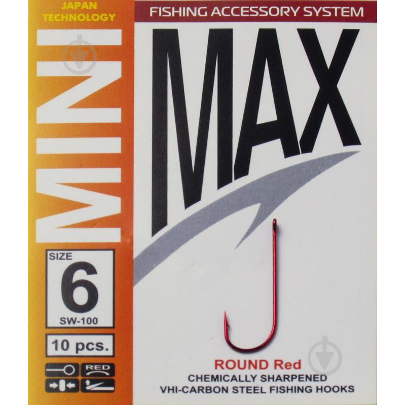 MiniMax Hook Round SW-100 / Red / №06 (10pcs) - зображення 1